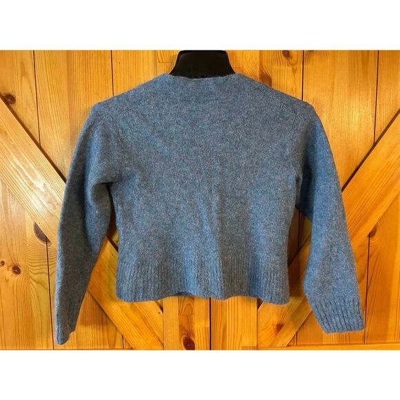 PACAS Blue Purple Alpaca Cropped Button Up Sweater Cardigan Size Small (5093) - Picture 5 of 5